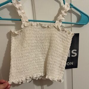 Art Class Cream Ruffle Tank Top